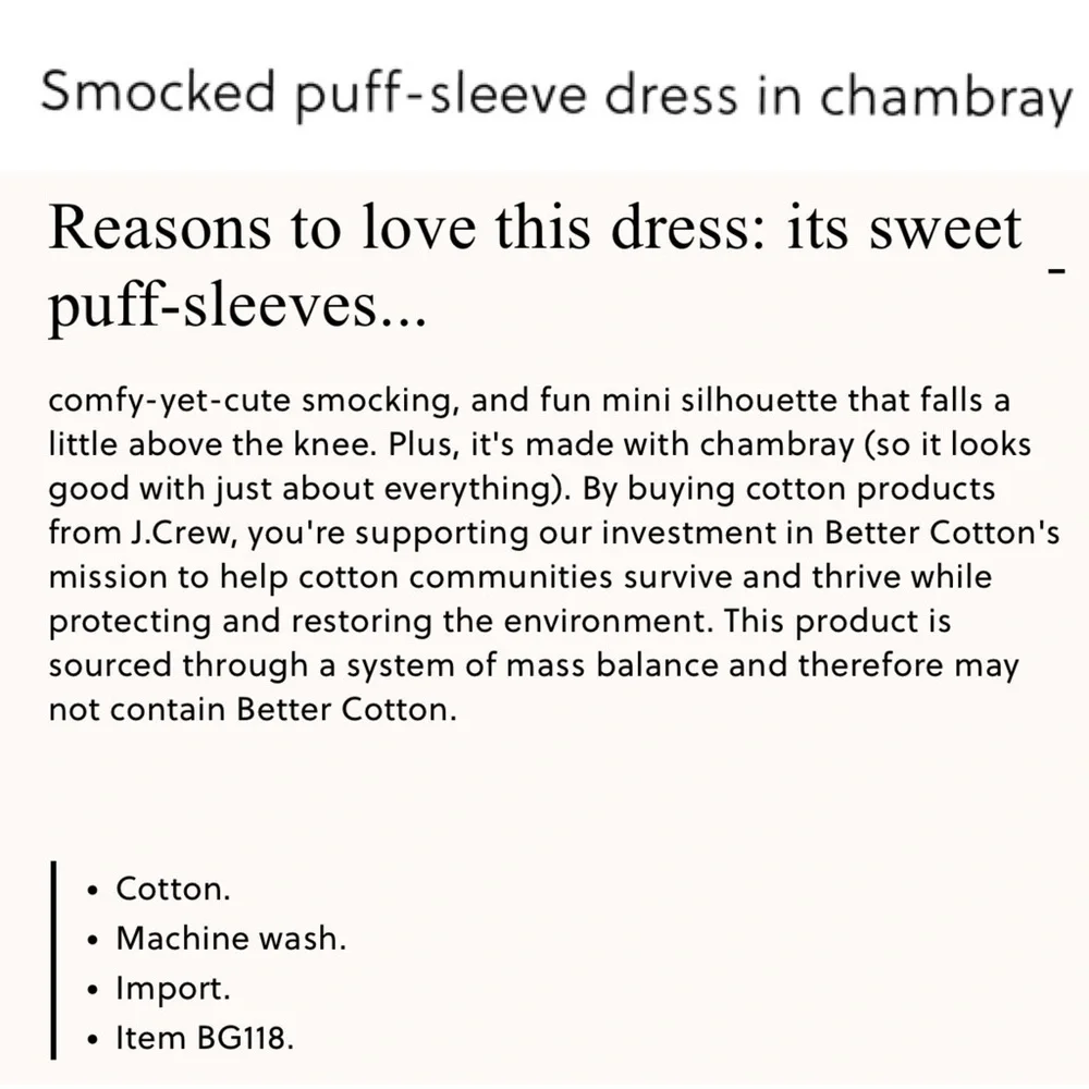 J. CREW BG118 COTTON CHAMBRAY DENIM BLUE SMOCKED PUFF SLEEVE MINI DRESS